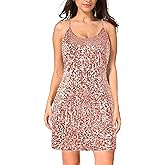 MANER Women's Glitter Sequin Dress Adjustable Spaghetti Strap Sparkle Party Dresses