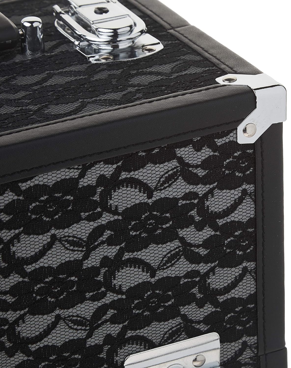 Caboodles Make Me Over 4 Tray Train Case, Cosmetic Storage Case & Organizer, Black Lace, 3.5 Lb : Locking Makeup Case : Beauty