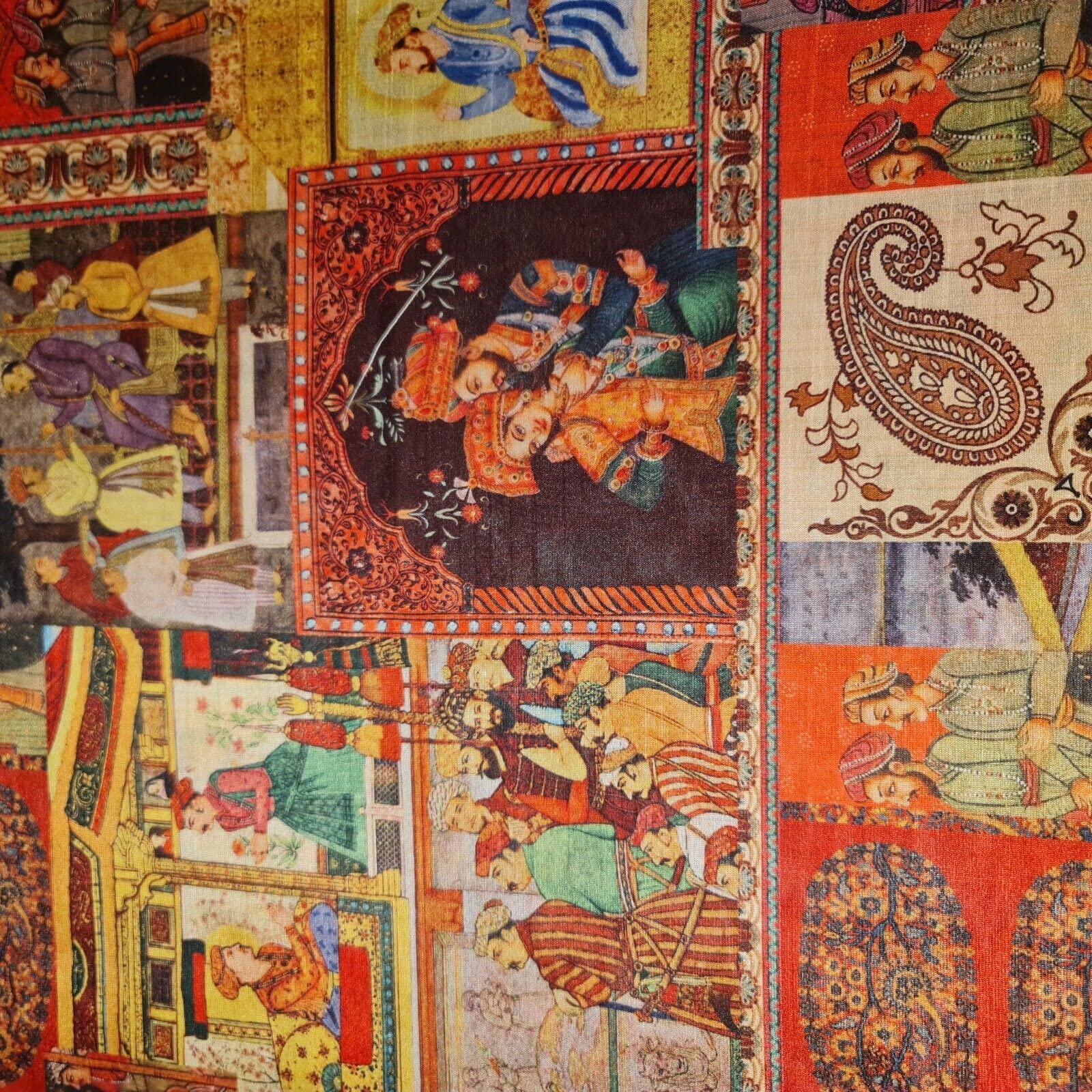 Premium Floral Printed Faux Raw Silk 100% Polyester Fabric Bridal Fabric, Dressmaking, Wedding, Prom Craft Fabric 44'' - 112 cm Wide Sold As 1 Meter Pre - Cut Lengths (Emperors of India) (IN02)