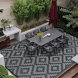 SAND MINE Waterproof Outdoor Rug 9x12 ft, Plastic