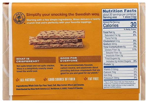 WASA WHOLEGRAIN CRISPBREAD, 9.2 OZ (PACK OF 1)