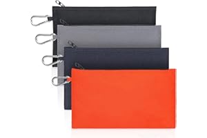 Eybptim 4 Pack Tool Pouch Zipper Bags, Heavy Duty Tools Pouch with Carabiner, Multipurpose Pouch Tote Bags with Dependable Durable Zippers