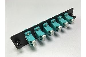 RiteAV LGX Footprint LC Adapter Panel, 6 Ports, Loaded w/6 LC Duplex OM3 10Gig Multimode Adapters, Black