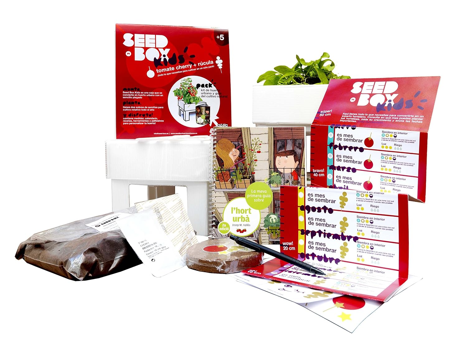 SeedBox Kids - Huerto Urbano para niños con Libro, Color Rojo ...