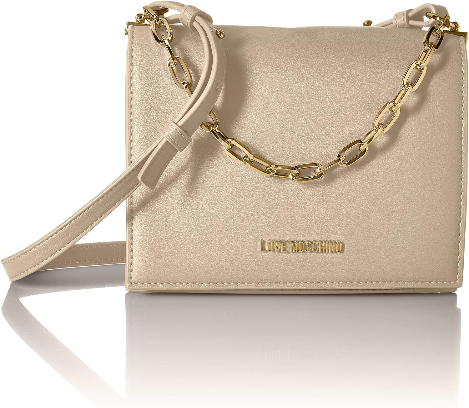 Love Moschino Women's Borsa Smooth Pu Messenger Bag, Beige (Naturale