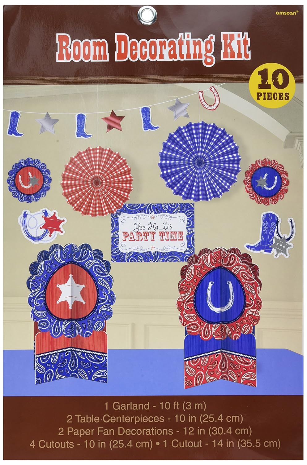 Amscan Western Party Room Decorating Kit 10 Piece Multi Color