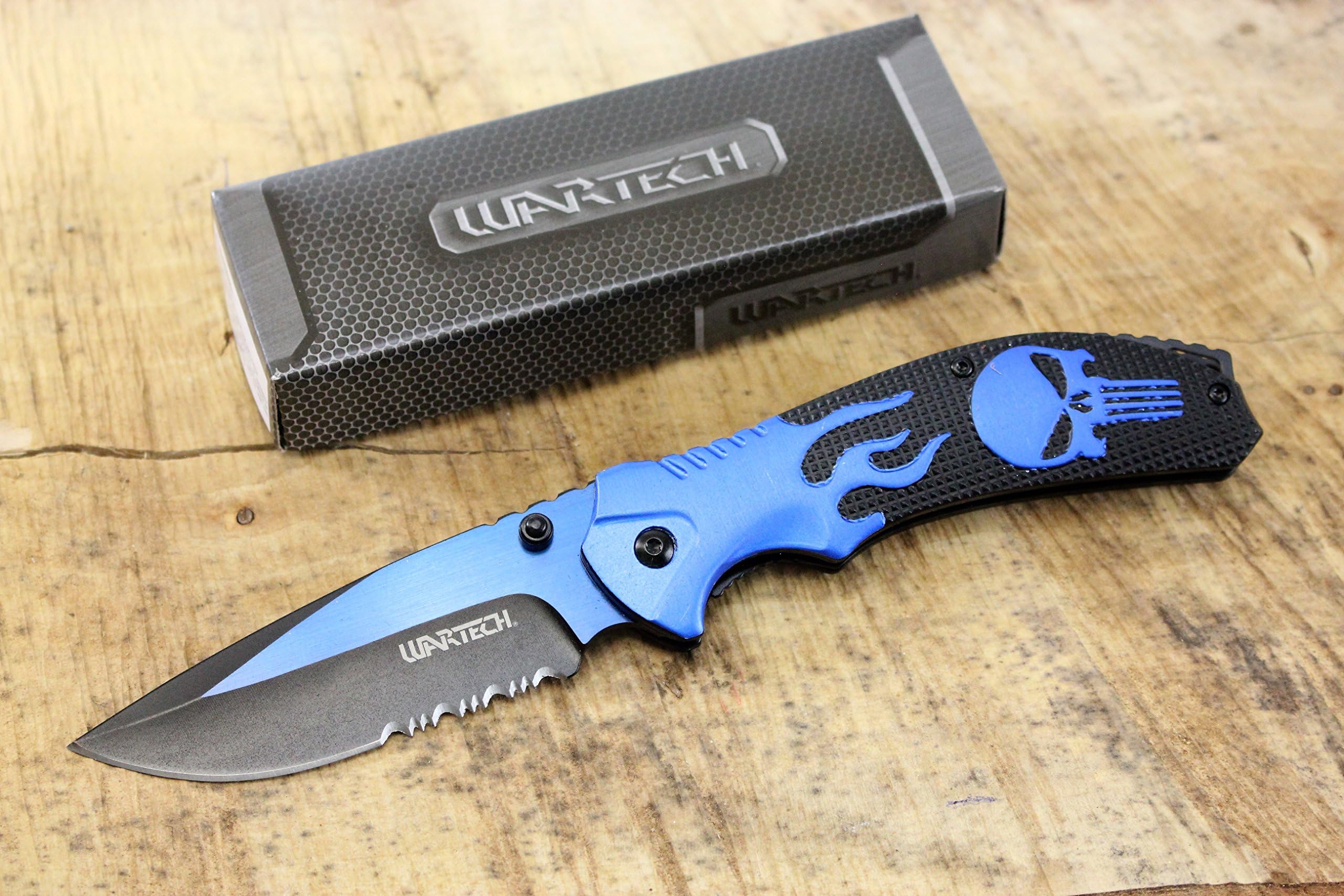 Wartech Thumb Open Folding Skull Aluminium Handle Pocket Knife
