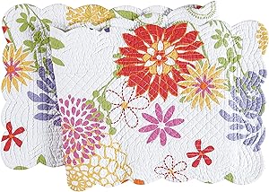 C&F Home Lilly Cotton Quilted Reversible Table Cotton Machine Washable Runner 14x51 Table Runner Green