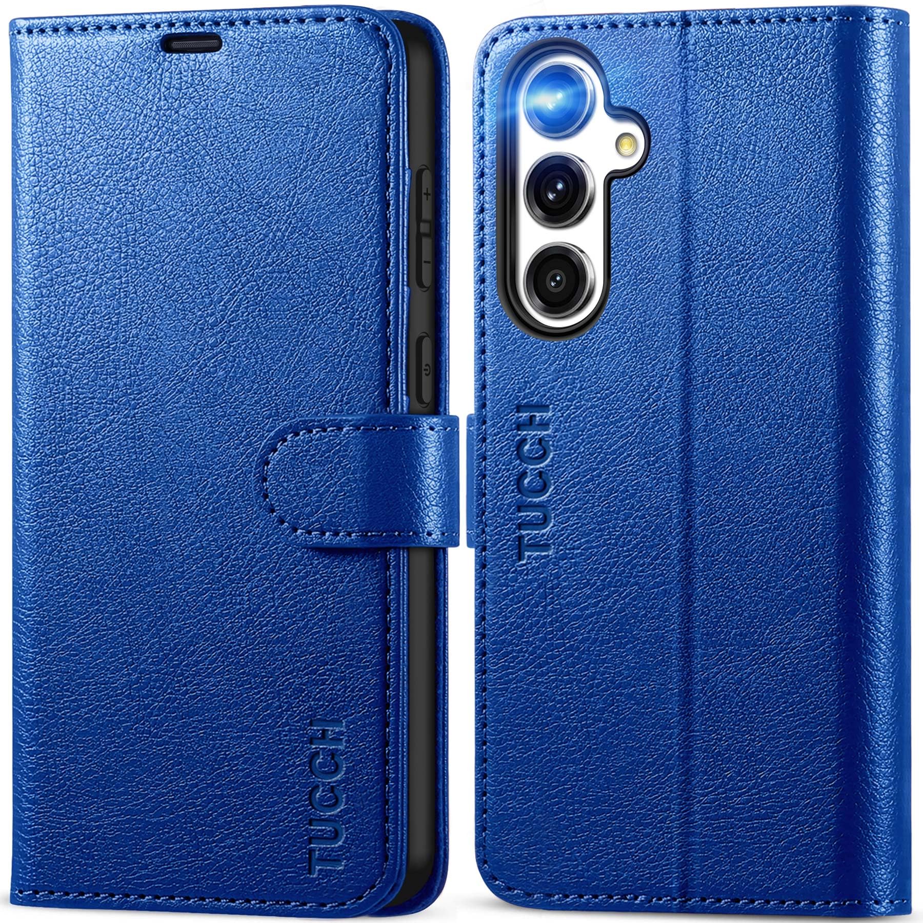 TUCCH Case for Galaxy S24 FE (6.7") 5G, Protective Magnetic PU Leather Wallet Folio Flip Folding Stand Cover with[RFID Blocking][Card Holder][Shockproof TPU] Compatible with Galaxy S24 FE, Klein Blue