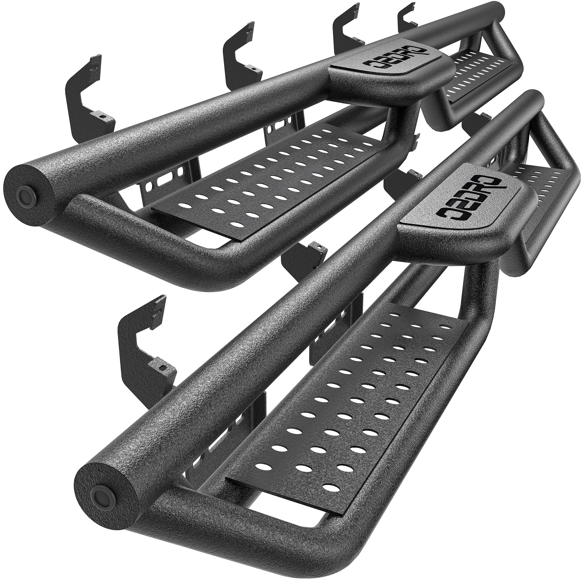 Photo 1 of ***MIISSING ONE*** Running Boards Compatible with Chevy Silverado GMC Sierra Crew Cab 2019-2026 1500, 2020-2026 2500HD 3500HD, Two-Stair Side Steps Rail Drop Nerf Bars Carbon Steel (Excl 2019 1500 LD/Limited)