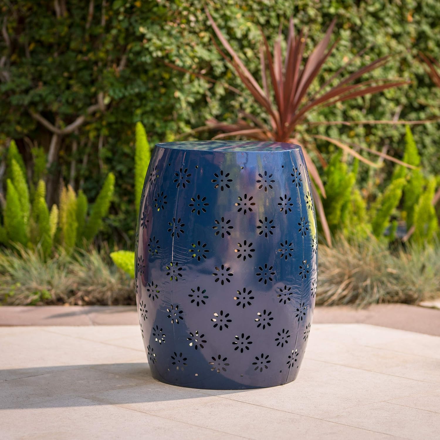 Christopher Knight Home Ruby Outdoor 12" Iron Side Table, Dark Blue : Garden & Outdoor