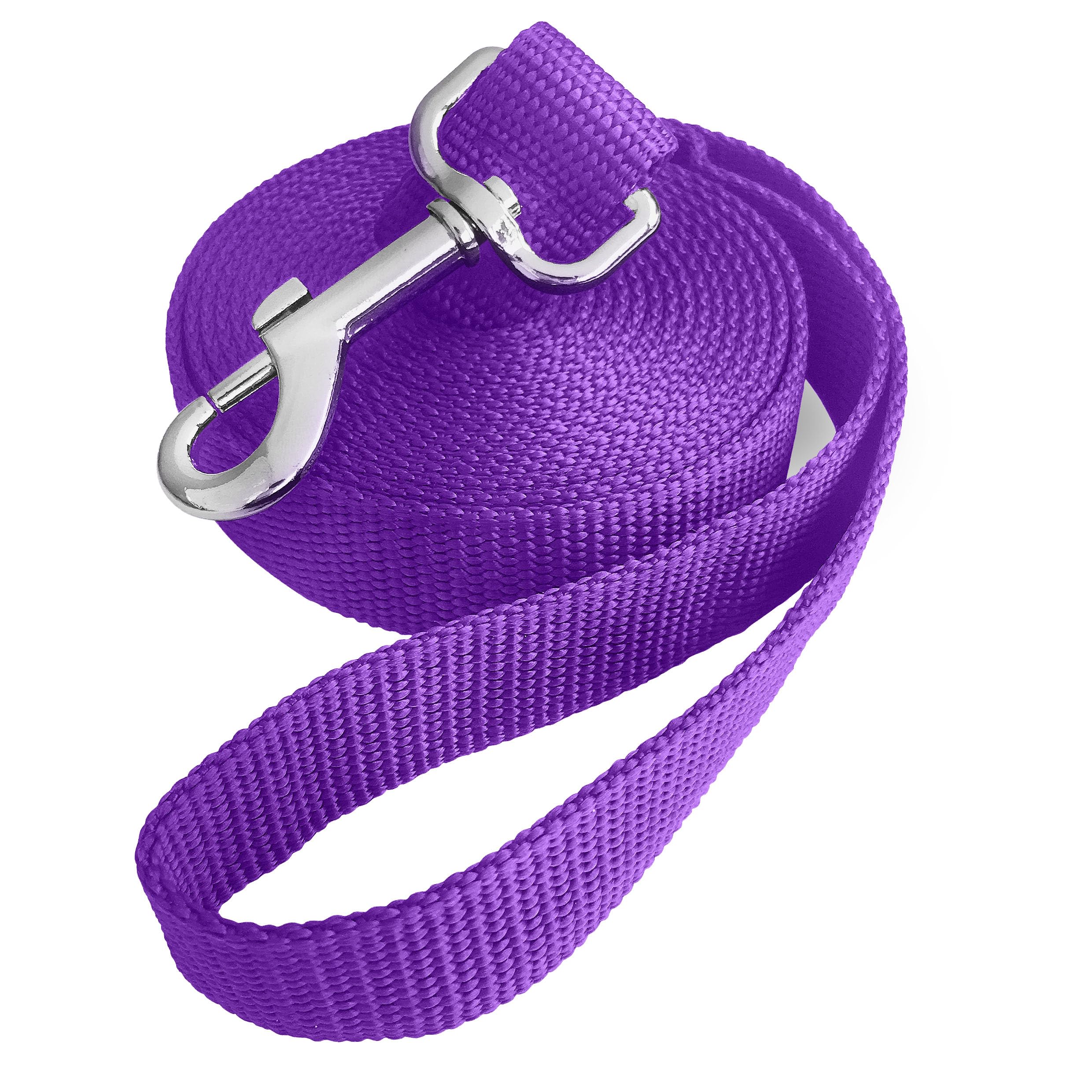 Jeckpat 10ft Purple Dog Leashes - Obedience Recall Training Agility - Strong Traditional Style Extra Long Leads for Large, Medium & Small Dogs - Great for Parks,Fetch,Backyard & Camping(10FT, Purple)