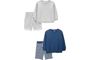 Simple Joys by Carter's Boys 4-piece French Terry Long-sleeve Shirts and Shorts Playwear Set