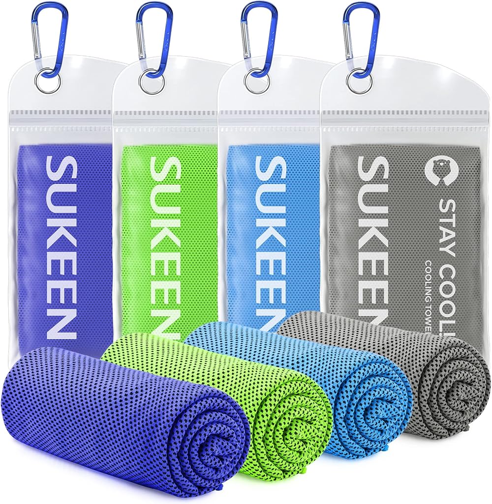 Sukeen 4 Pack Cooling Towel 40x12 Ice Towel Microfiber Yoga Sport Gym
