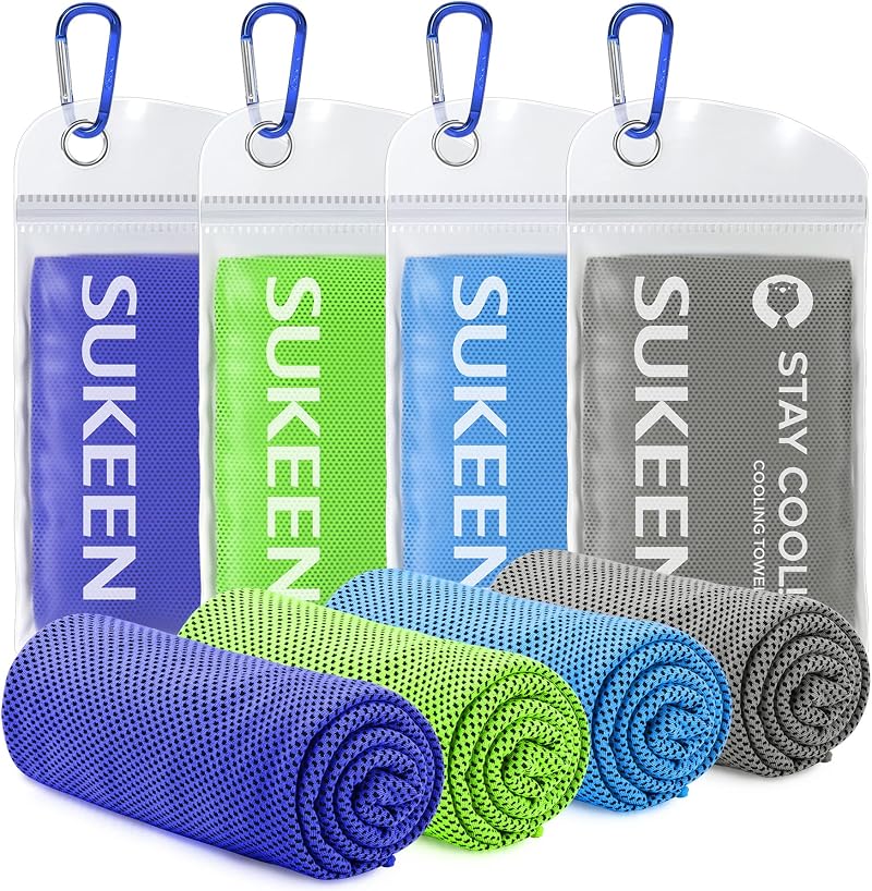 Sukeen 4 Pack Cooling Towel 40x12 Ice Towel Microfiber Yoga Sport Gym