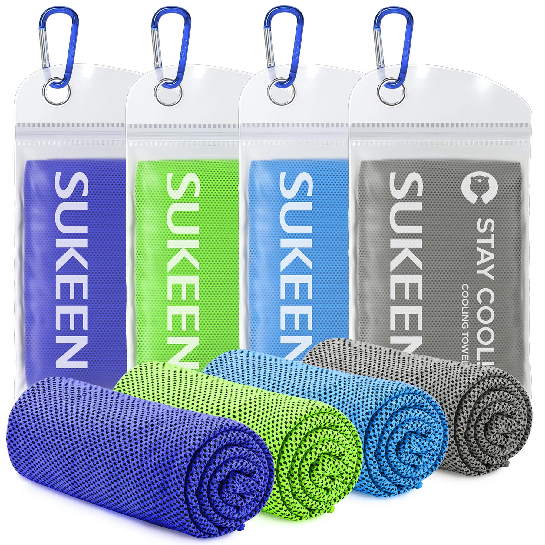 Sukeen [4 Pack Cooling Towel (40"x12"),Ice Towel,Soft Breathable Chilly Towel,Microfiber Towel for Yoga,Sport,Running,Gym,Workout,Camping,Fitness,Workout & More Activities