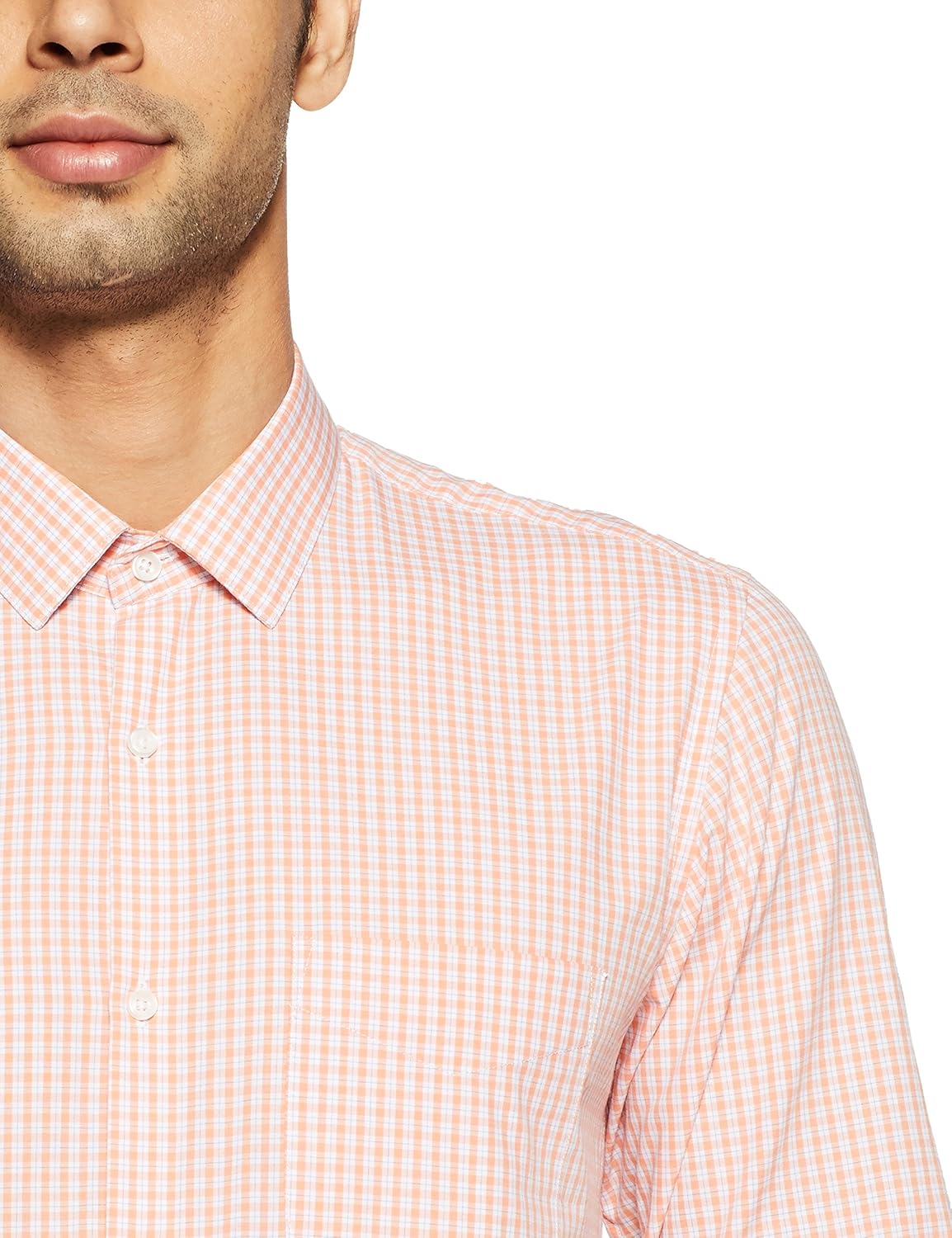 peter england men's checkered slim fit formal shirt