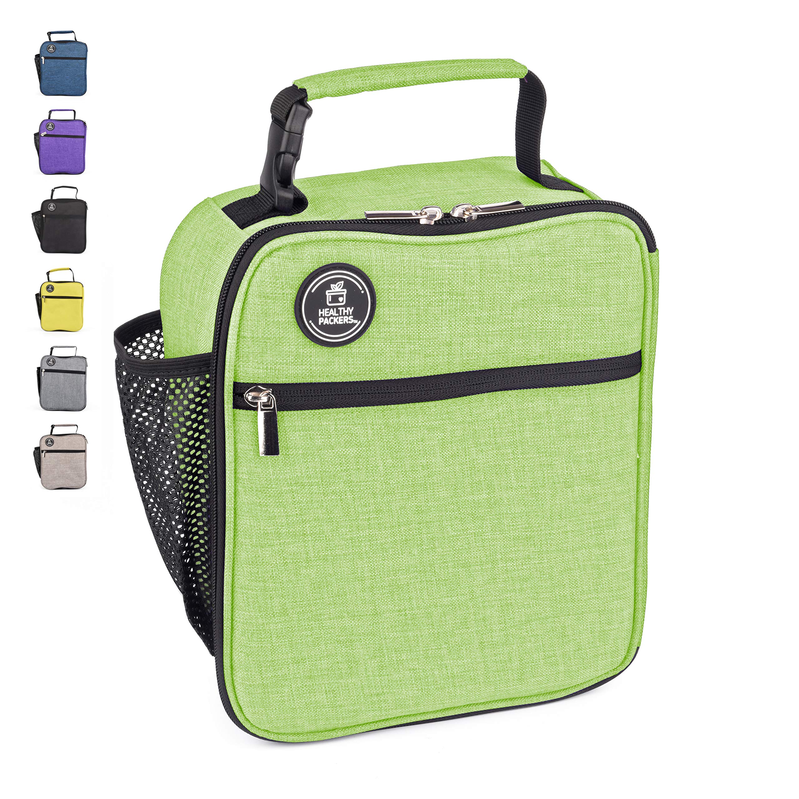 Healthy Packers Insulated Lunch Box for Adults and Kids - Professional Work Lunch Bag for Men and Women - Spacious and Heavy Duty School Lunchbox for Boys and Girls (Green)