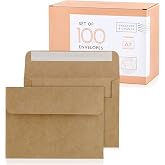 Sweetzer&Orange Brown Self Seal Envelopes, 100 pack, 5.25x7.25", Kraft A7 | 150gsm Paper, Box, Mailing, 5x7 inches, Blank, In