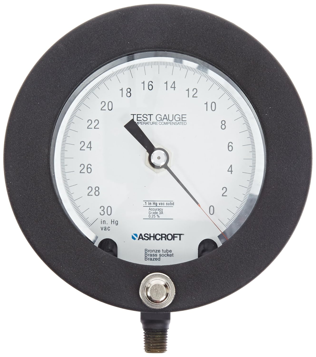 Ashcroft Type 1082 Solid Front Aluminum Case Test Gauge, Phosphor Bronze Bourdon Tube, Brass Tip