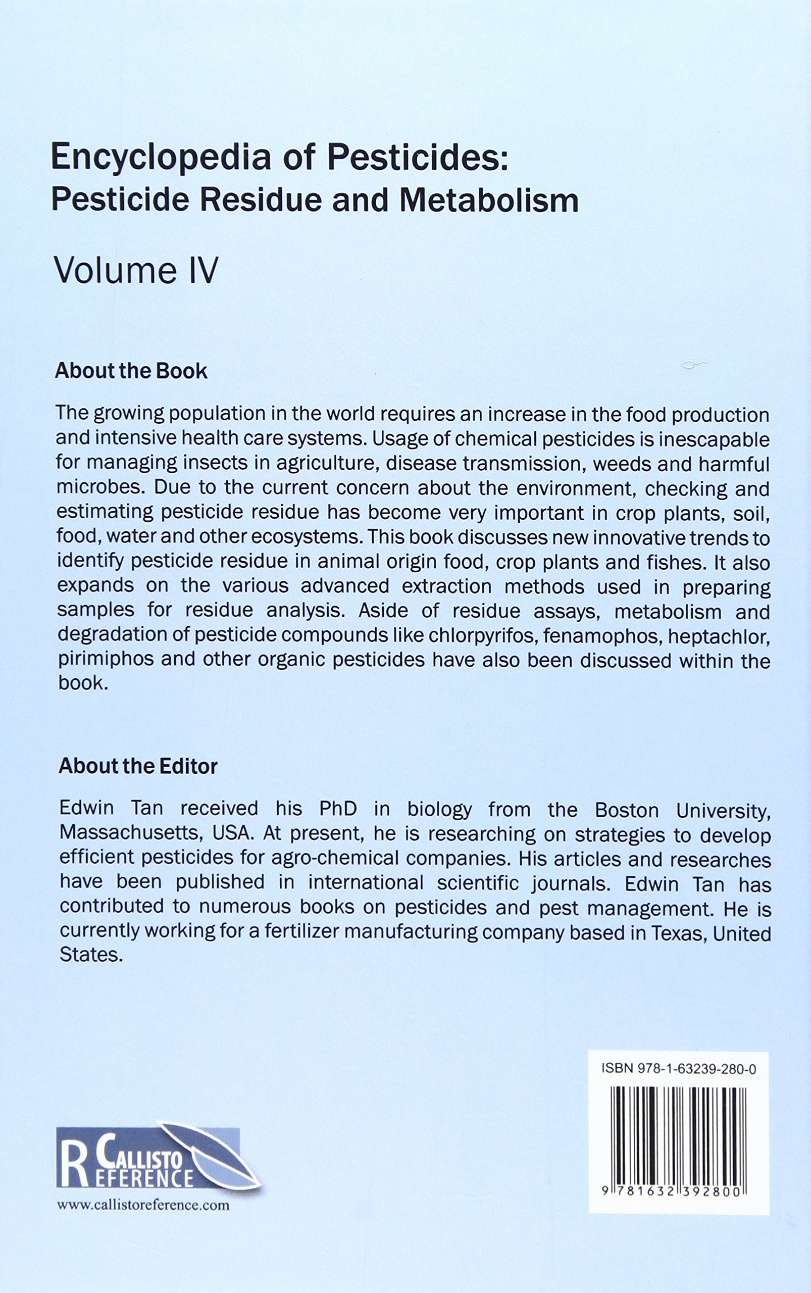 Buy Encyclopedia Of Pesticides Volume Iv Pesticide Residue - 