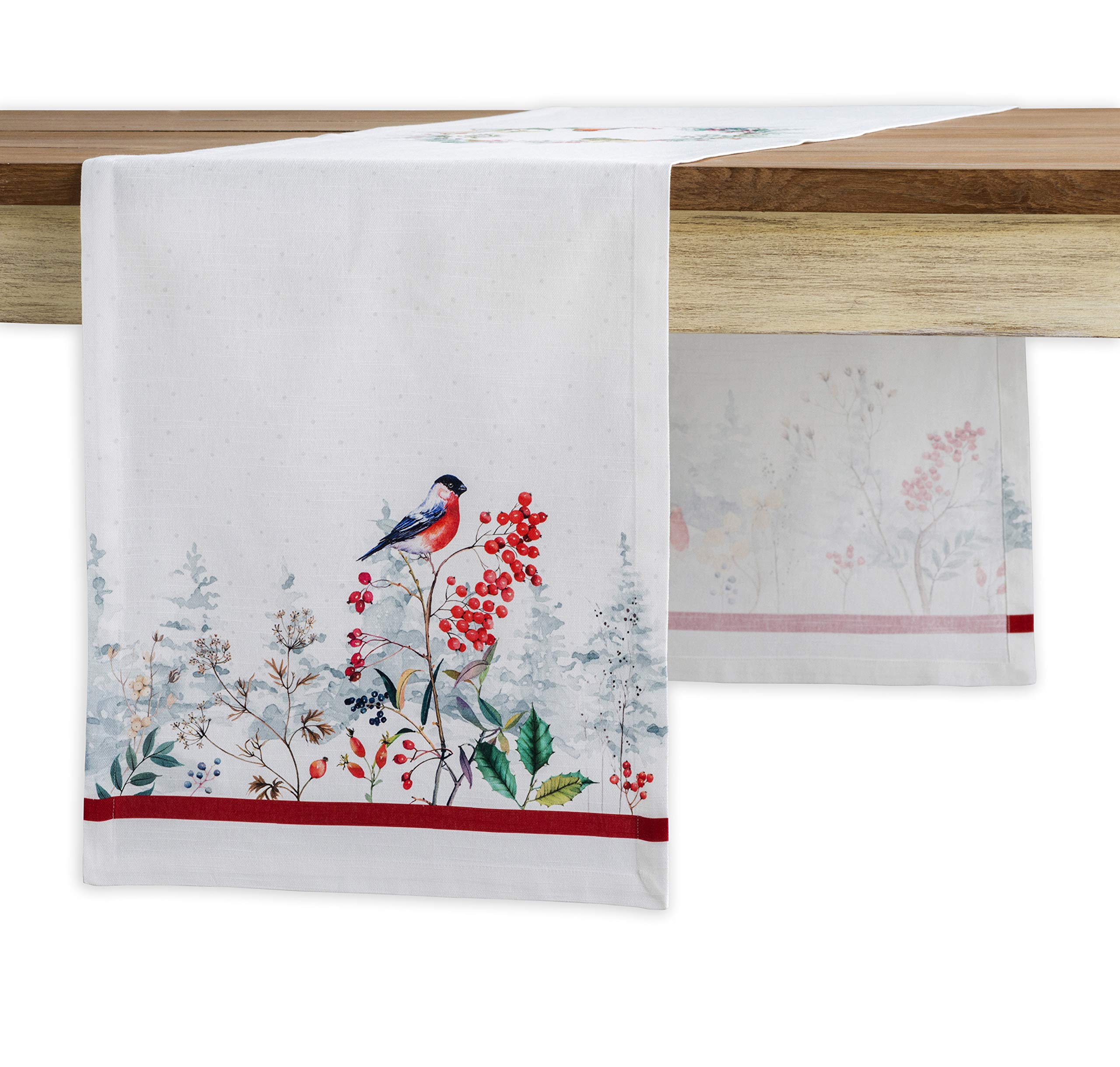 Maison d' Hermine Table runner 100% Cotton Single Layer Table Runners 230 CM long for Christmas Decorations Home Kitchen Dining Party Wedding Bridal Shower (Morzine, 37 cm x 230 cm)