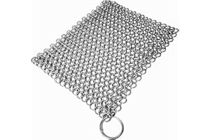 Mythrojan Chainmail Stainless Steel Scrubber: Ideal for Cleaning Cast Iron Skillet, Wok, Cooking Pot, Griddle or Cast Iron Cauldron Maintenance