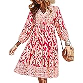 BTFBM Women Casual Spring Summer Dresses V Neck 3/4 Long Sleeve Ruffle Floral Flowy Boho Babydoll Mini Short Beach Dress