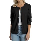 QUALFORT Women's 100% Cotton Lightweight Cardigans Long Sleeve Sweater | Soft Lightweight Knit Cardigan with Long Sleeves and Button Down Front for Casual Daily Wear, Business, Office and Layering