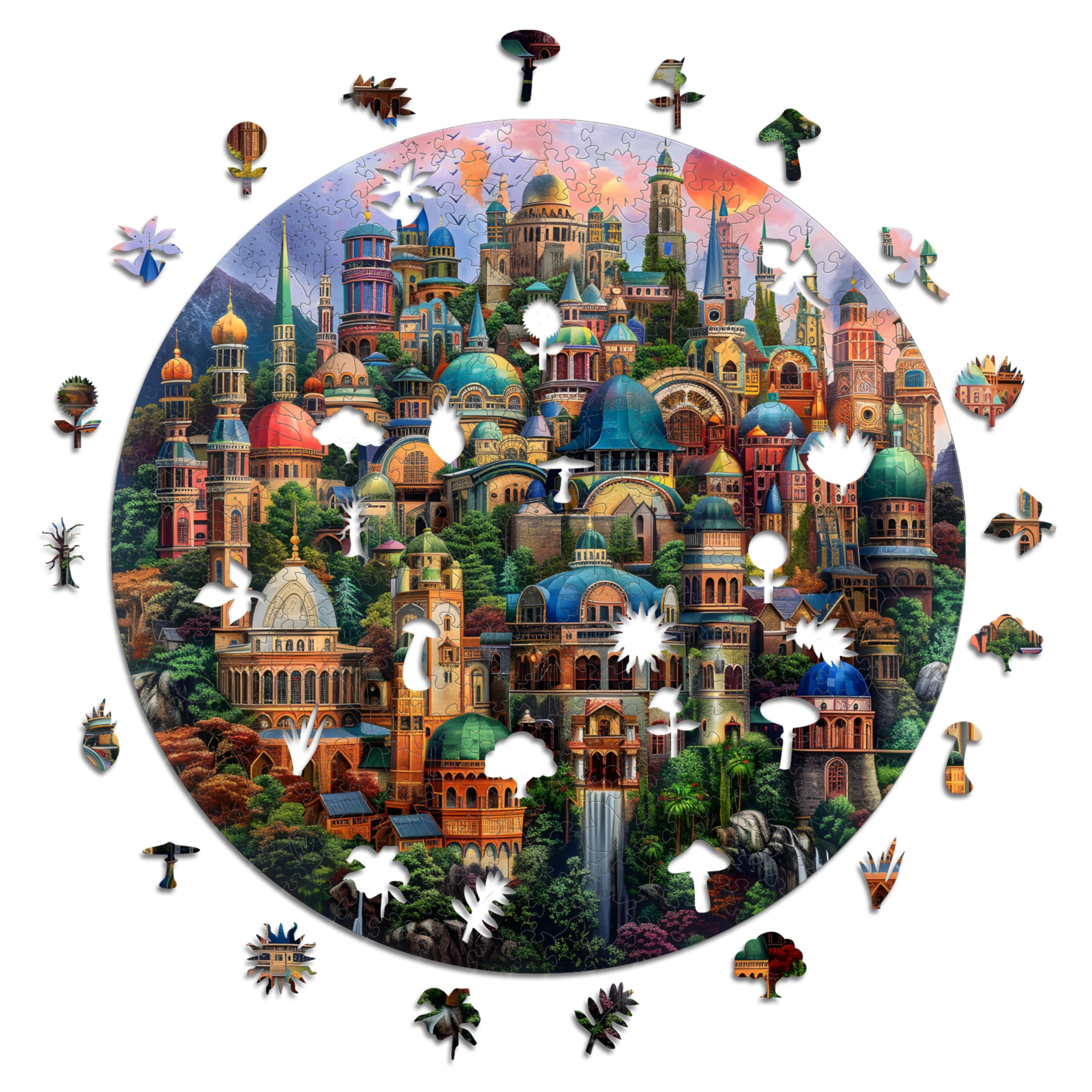 Iconic Puzzles - Enchanted Homes, Fantasy, 100% sustainable wooden puzzle, Gifts for Children and Adults, size M, 350 Pieces