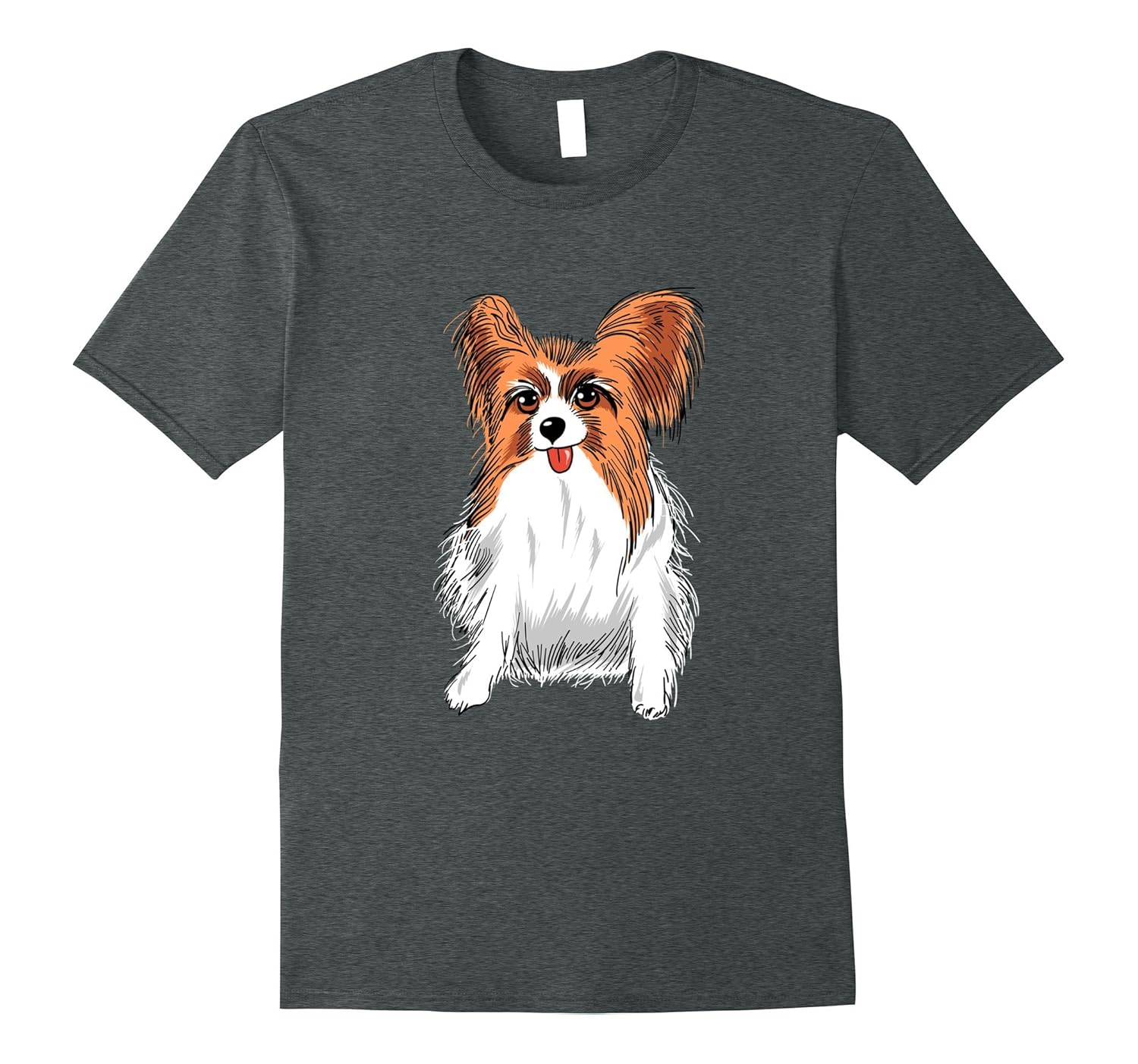 Papillon Dog T Shirt - Cute Papillon Dog With Tongue Out-Rose