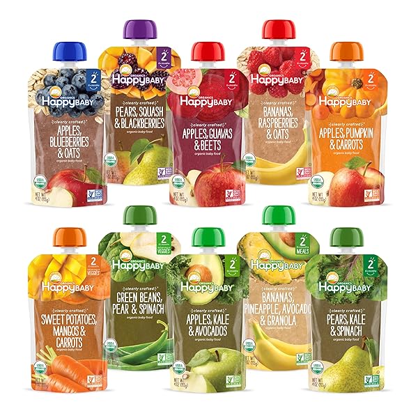 HAPPY BABY ORGANICS STAGE 2 BABY FOOD POUCHES,...