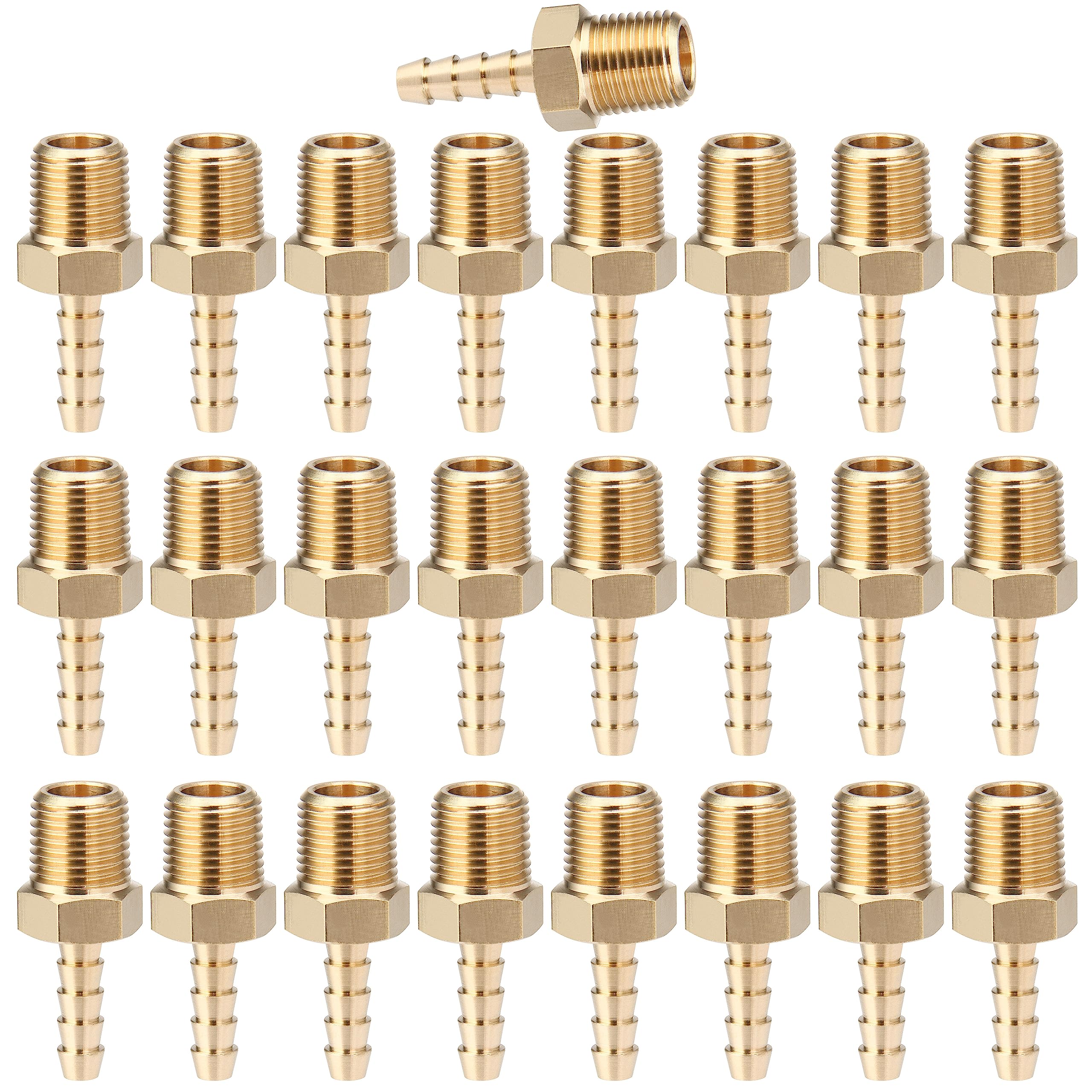 LTWFITTING Brass Barbed Fitting Coupler/Connector 1/8-Inch Male BSPT x 1/8-Inch(3mm) Hose Barb Fuel Gas Water (Pack of 25)