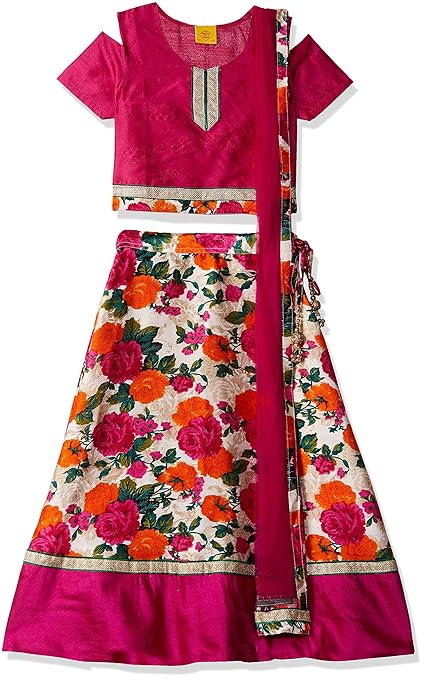 Girl's cotton Lehenga Choli (ILW19I56011H_Fuschia_9-10yrs)