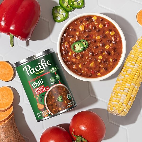 PACIFIC FOODS ORGANIC HARVEST BLACK BEAN CHILI, PLANT BASED, 16.5 OZ CAN