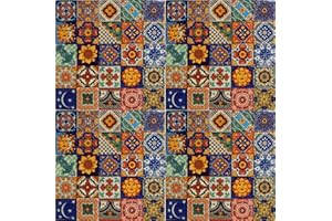 COLOR Y TRADICIÓN 100 Hand Painted Talavera Mexican Tiles 2"x2" Spanish Mediterranean Decor