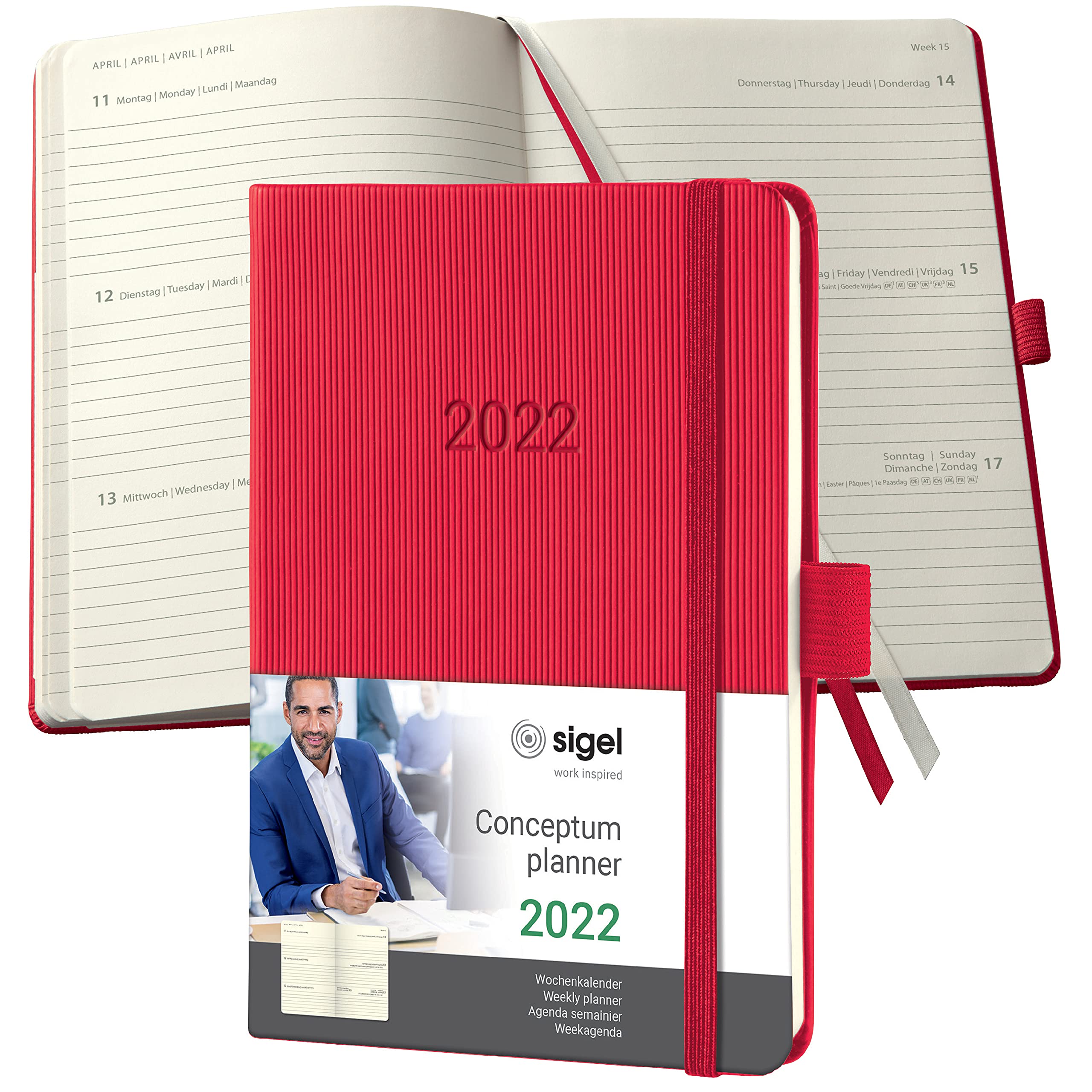 Sigel C2265 Conceptum Weekly Planner 2022-10,8 x 15,1 cm - hardcover - 176 Pages - red