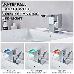 Bathroom Sink Faucet Chrome Waterfall Single Hole