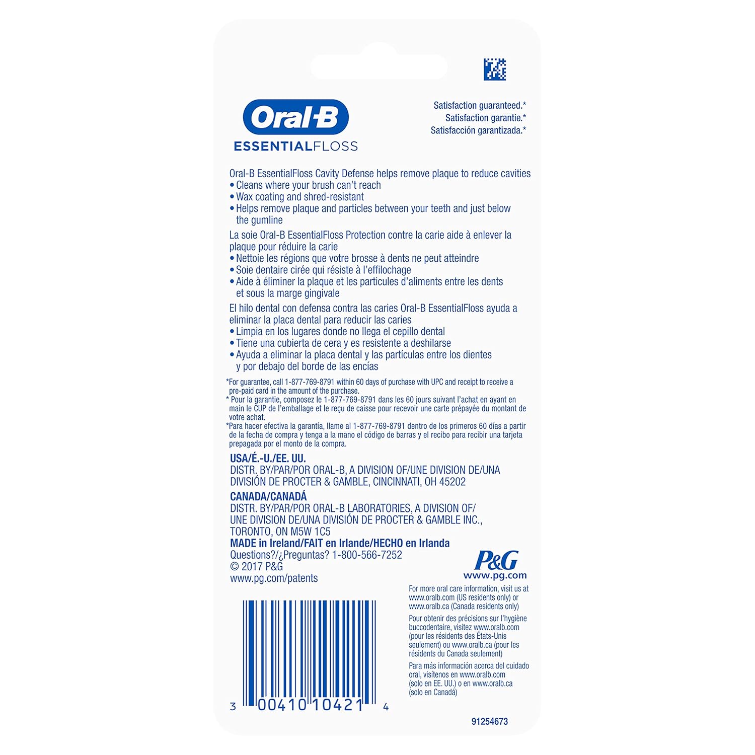 Oral-B EssentialFloss Cavity Defense Dental Floss, 50 M, Pack of 2 : Beauty