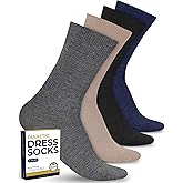 Pembrook Diabetic Dress Socks for Men - 4 Pairs Odor Free Stylish Diabetic Socks for Men Work | Mens Diabetic Socks Casual