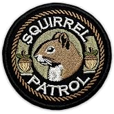 Squirrel Patrol Patch 3 Inches Funny Cute Animal, Squirrel Meme, Pet Lover Iron On/Sew On Embroidery Fabric Applique Morale Patches for Backpack Vest Hat Dog Harness, Military Tactical Gifts Mom Dad