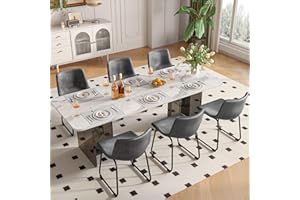 REONEY Dining Chairs Set of 6, PU Leather Armless Dinner Chairs with Backrest, 18" Modern Kitchen Dining Room Chair with Metal Legs for Home (Grey)