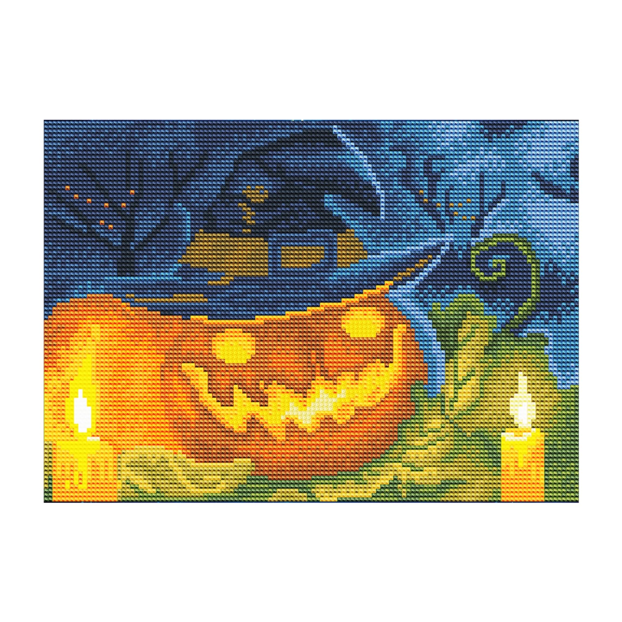 Songdao 5D Diamond Painting Kit, Luminous Diamond Art Easy Kits, Diamond Painting Glow in The Dark Partial Drill Diamond for Adults Kids (Pumpkin)