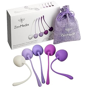 ZenMedix Premium Beckenboden-Trainer mit 5 Kugeln | Beckenbodentrainings-Hilfen aus medizinischem Silikon ideal für Frauen na
