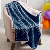 CREVENT Cozy Soft Sherpa Baby Blanket 75x100 Navy Dot Crib Stroller Gift view 3