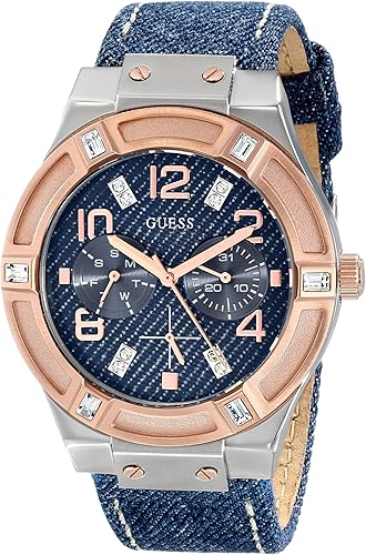 Amazon Com Guess Women S U0289l1 Silver And Rose Gold Tone Multi