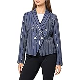 Karl Lagerfeld Womens Long Sleeve Stripe Office Friendly Blazer Jacket