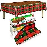 Smarty Kiddo Checkered Tablecloths Tartan Plaid Plastic Table Cover Roll 54in X 100ft Disposable for Party, Events Table Cloths with Built in Cutter Box