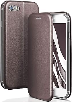 ONEFLOW Apple iPhone 7/8 | Hülle Anthrazit-Grau mit Karten-Fach 360° Business Klapp-Hülle Handytasche Kunst-Leder Handyhülle für iPhone 7/8 Flip Case Cover Tasche Schutzhülle