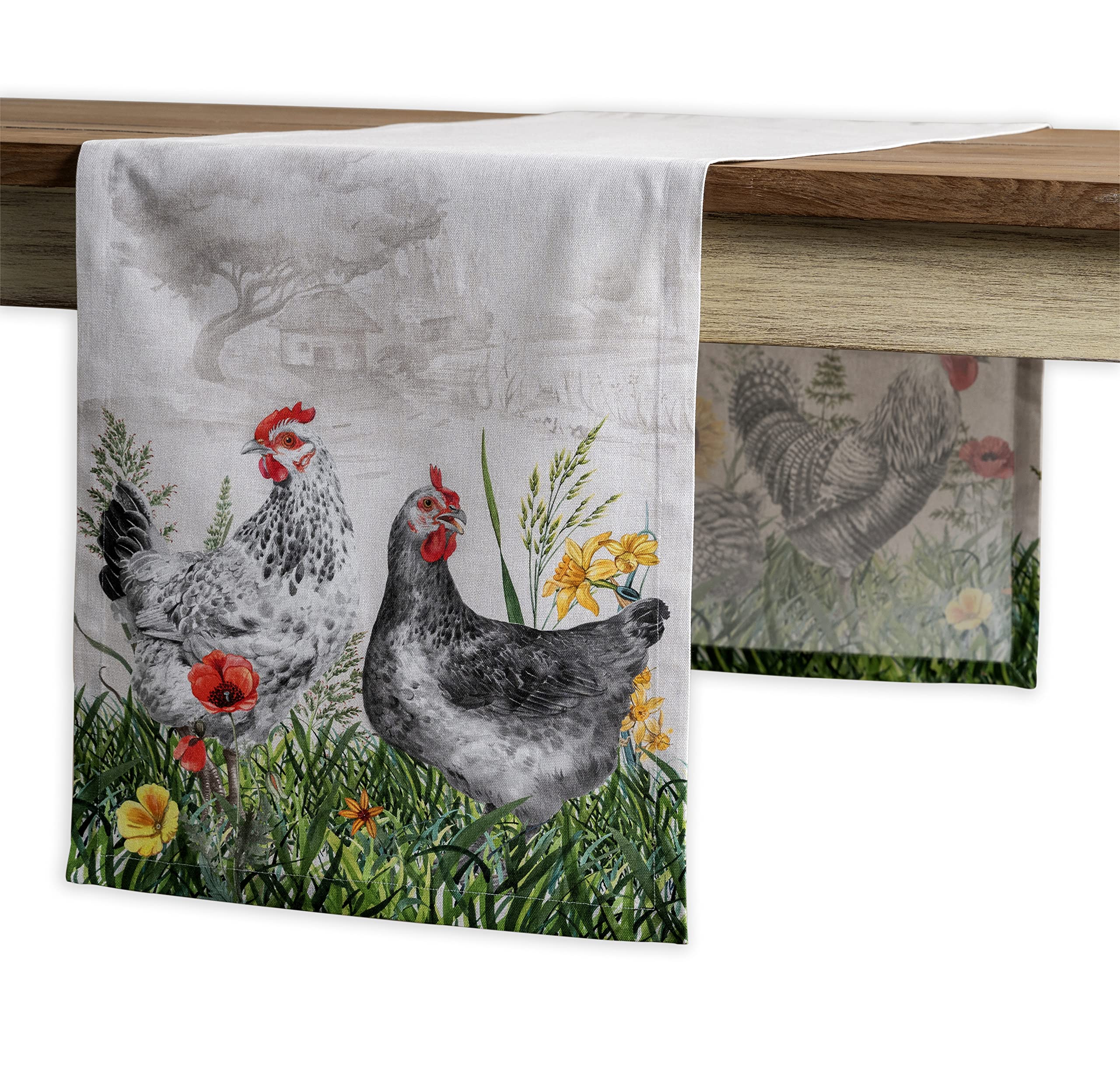 Maison d' Hermine Table runner 100% Cotton Single Layer Table Runners 180 CM long for Home Kitchen Dining Party Wedding Bridal Shower Gifts for Mothers Day (Basse Cour, 37 cm x 180 cm) — image 1